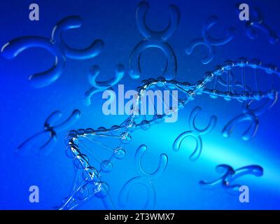 Dna structure with chromosome on abstract background. 3d render Stock Photo