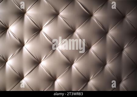 Furniture design, classic interior and modern material concept - gray minimalist leather quilted upholstery sofa, bed headboard Stock Photo