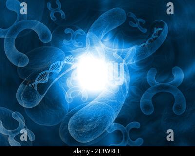 Chromosomes on abstract background. 3d illustration Stock Photo