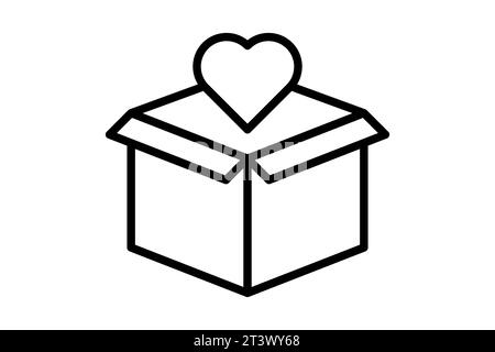 Package Heart Icon. Icon related to Delivery. suitable for web site, app, user interfaces, printable etc. Line icon style. Simple vector design editab Stock Vector