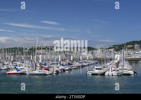 Le Havre, France - Focus on the marina in Le Havre with many pleasure boats moored. Stock Photo