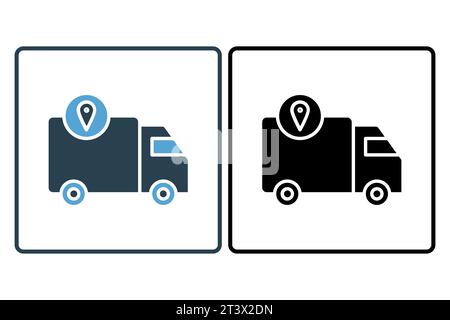 Delivery Tracking Icon. Icon related to Delivery. suitable for web site, app, user interfaces, printable etc. Solid icon style. Simple vector design e Stock Vector