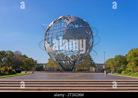 New York City, USA - October  19, 2023:   The Unisphere in Flushing Meadows Corona Park in Queens, NYC. Stock Photo