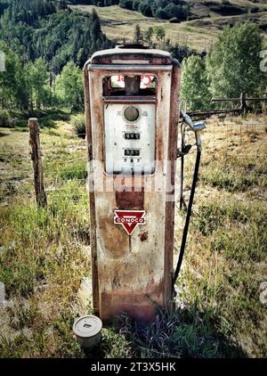 Old gas pump along Last Dollar road Telluride Colorado. Stock Photo