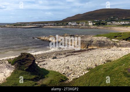 Dooega Bay is a hidden gem on Achill Island, Ireland, along the Wild Atlantic Way. Stock Photo