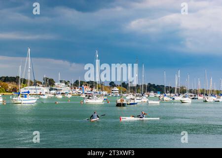 Yachts moored at Hamble Marina. Hamble-le-Rice, Eastleigh, Hampshire, England, United Kingdom, Europe Stock Photo