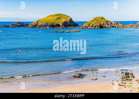 Porcía beach is located in the Asturian council of El Franco and is shared with Tapia de Casariego. Principality of Asturias, Spain, Europe. Stock Photo