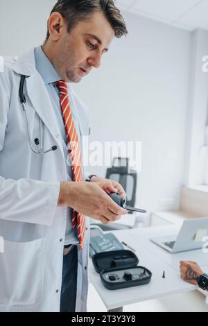 Experienced Physicians Conducting Thorough Medical Examinations in a Clinic Setting Stock Photo