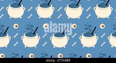 Cute Halloween seamless pattern with witchs Stock Vector