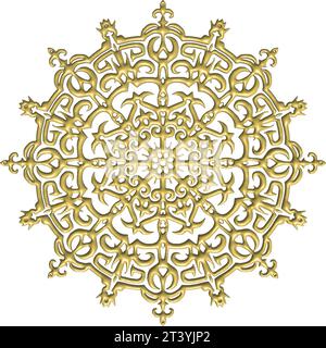 Intricate gothic architecture in 3D, adorned with detailed designs, illuminated with radiant gold, and intricate vegetative patterns Stock Vector