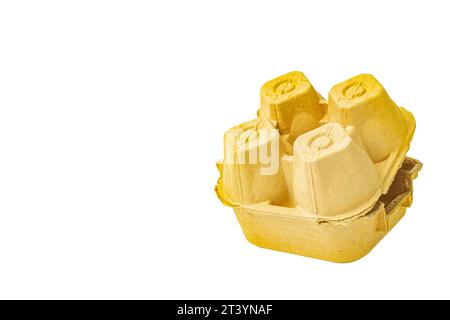 paper box for eggs on a white background close-up Stock Photo