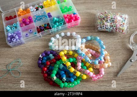 Close-up of a decorative bracelet of colorful beads Stock Photo