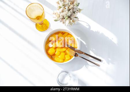 Salmon ceviche in jelly with orange and mango-passion fruit sauce Stock Photo