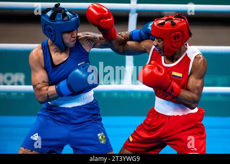 Santiago, Brazil. 27th Oct, 2023. CHILE - SANTIAGO - 10/27/2023 - PAN AMERICAN GAMES SANTIAGO 2023, BOX - Brazilian athlete Beatriz Ferreira, in the final of the boxing competition, 60 kg category, held at the Olympic Training Center during the Pan American Games Santiago 2023 . Photo: Gabriel Heusi/AGIF (Photo by Gabriel Heusi/AGIF/Sipa USA) Credit: Sipa USA/Alamy Live News Stock Photo