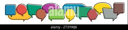 Colorful multi colored dialog speech bubbles. People with idea in business network. Communication concept. Flat illustration on white isolated backgro Stock Vector