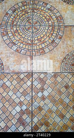Decorative floor tiles with oriental pattern. natural texture. selective focus. Stock Photo