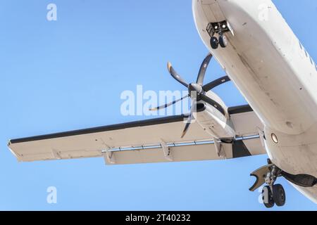 Details of the turboprop engine. Airplane propeller. Turbine mechanism ...