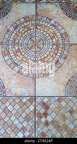 Decorative floor tiles with oriental pattern. natural texture. selective focus. Stock Photo