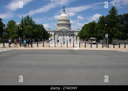 Building of National Congress Capitol Building in distance with trees near the street Stock Photo