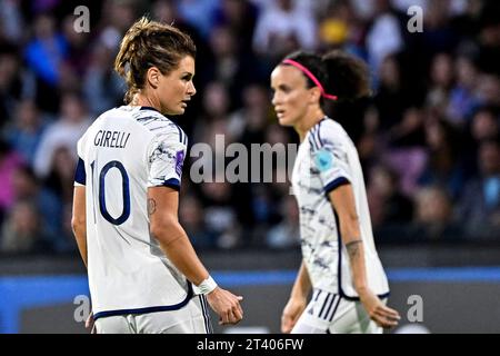 Salerno, Italy. 27th Oct, 2023. Cristiana Girelli and Barbara Bonansea of Italy during the UEFA Women Nations League A football match between Italy and Spain at Arechi stadium in Salerno (Italy), October 27th, 2023. Credit: Insidefoto di andrea staccioli/Alamy Live News Stock Photo