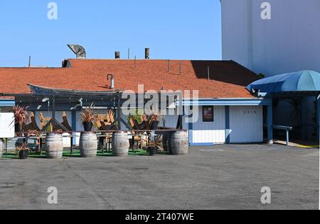 NEWPORT BEACH, CALIFORNIA - 26 OCT 2023:  Woodys Wharf  Seafood Restaurant in Newport Beach. Stock Photo