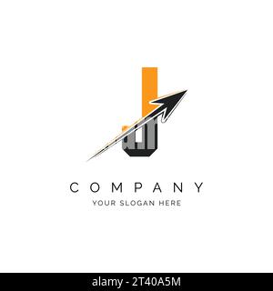 J Letter with Arrow Logo Template Illustration. J Alphabet Concept Design Modern Vector Monogram Icon Stock Vector
