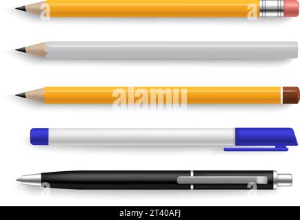 https://l450v.alamy.com/450v/2t40afj/pen-and-pencil-realistic-stationery-tools-for-writing-and-drawing-yellow-and-white-objects-with-shadow-above-view-marketing-branding-template-corpo-2t40afj.jpg