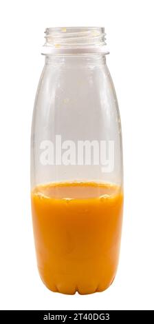 Plastic bottle with orange juice on a white background. Isolate bottles Stock Photo