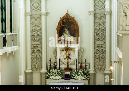 Salvador, Bahia, Brazil - November 02, 2015: Internal view of the altar of the Campo Santo cemetery church in the city of Salvador, Bahia. Stock Photo