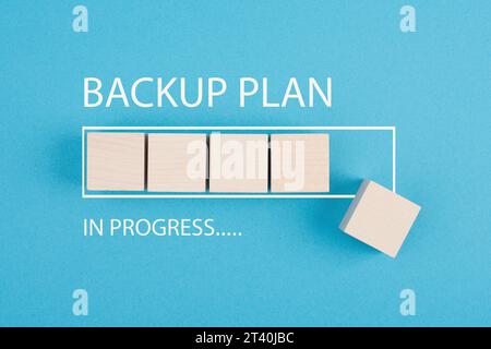 Backup plan in progress, loading bar, computer file security and online data safety for business, plan A and B concept Stock Photo