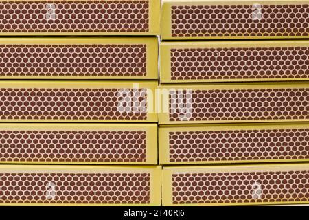 Close-up detail of boxes of safety match. Stock Photo