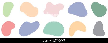Blob shape organic set. Irregular random minimal blob form in pastel colors. Vector illustration isolated on white background Stock Vector