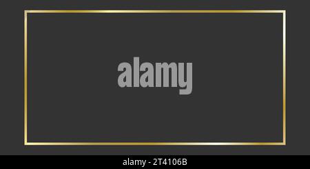 Rectangle gold frame on the gray background. Golden luxury realistic rectangle border Stock Vector