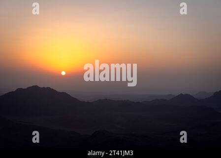 Sunrise from Mount Sinai in Egypt Stock Photo