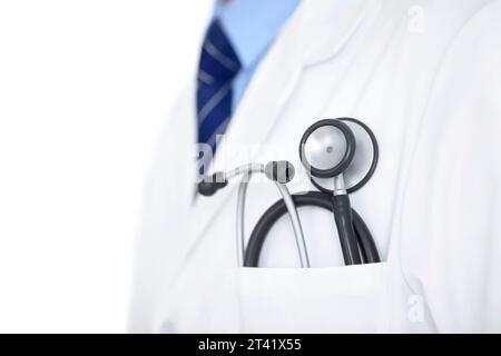 Stethoscope in doctor's pocket Stock Photo