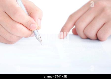Person writing Stock Photo