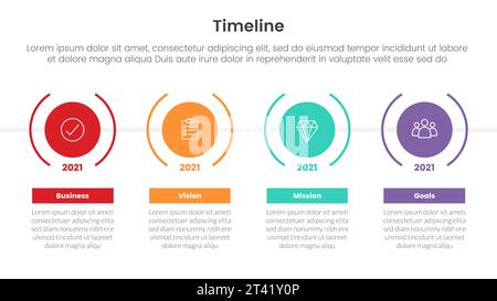timeline set of point infographic with big box table with header for ...