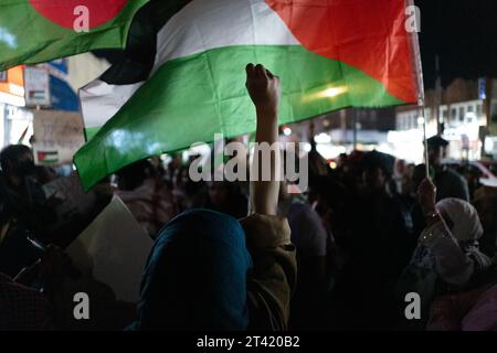 New York, New York, USA. 27th Oct, 2023. Benagalis and other supporters rally for Palestine during a demonstration in the Park Chester section of the in New York City. The conflict with Israel and Hamas began on October 7, 2023. (Credit Image: © Brian Branch Price/ZUMA Press Wire) EDITORIAL USAGE ONLY! Not for Commercial USAGE! Stock Photo