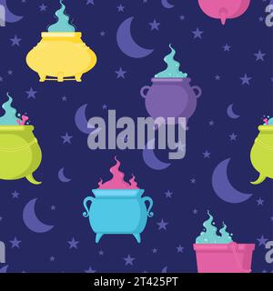 Halloween witch cauldrons pattern background Vector Stock Vector