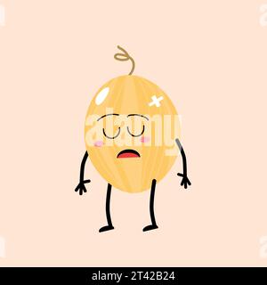 cute cartoon melon character with sad face Stock Vector