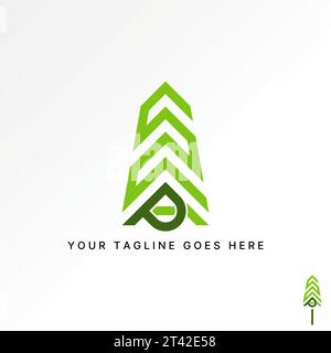 Logo design graphic concept creative premium abstract vector stock unique initial letter AP or AP font on line tree. Related to monogram green nature Stock Vector