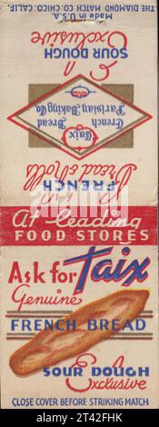 Taix French Bread - US Matchbook 1940s Stock Photo - Alamy