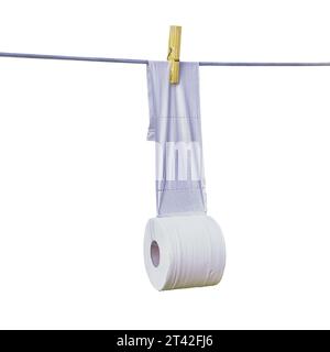 A toilet paper roll exposed on air in a transparent background Stock Photo