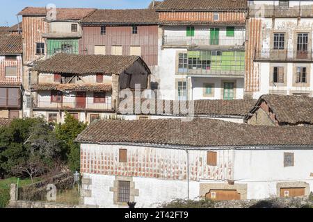 Houses of many colors and different architecture in the medieval village of Candelario, Salamanca. Spain. Stock Photo