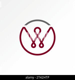 Logo design graphic concept creative premium abstract vector stock unique initial letter W font line out oval on circle Related to monogram typography Stock Vector