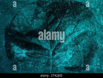 Dark turquoise grunge leaf abstract vintage background. Concept natural vector design Stock Vector