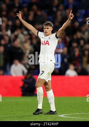 London, UK. 27th Oct, 2023. Micky van de Ven of Tottenham during the Premier League match at Selhurst Park, London. Picture credit should read: David Klein/Sportimage Credit: Sportimage Ltd/Alamy Live News Stock Photo