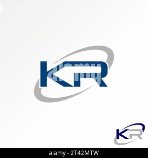 Logo design graphic concept creative abstract premium stock vector unique initial KR sans serif font on swoosh ellipse. Related to monogram typography Stock Vector