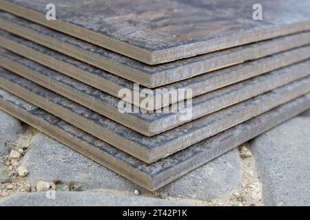 a bunch of ceramic tiles close up Stock Photo