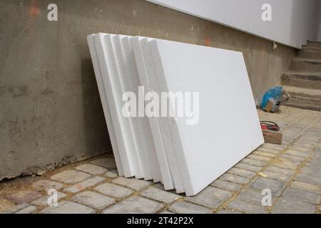 Insulation Of Facade Wall With Styrofoam Sheets Polystyrene Insulation  Boards With Glue Adhesive Stock Photo - Download Image Now - iStock